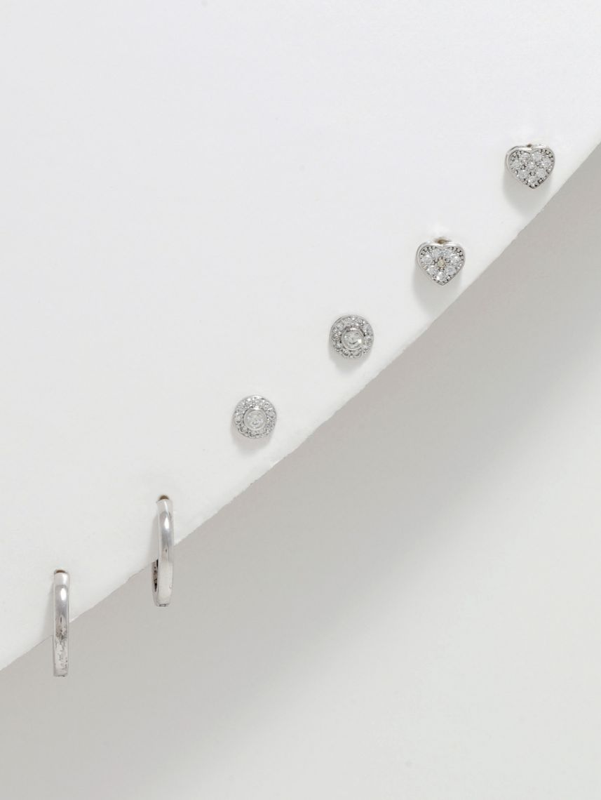 סט 3 עגילים צמודים מכסף 925