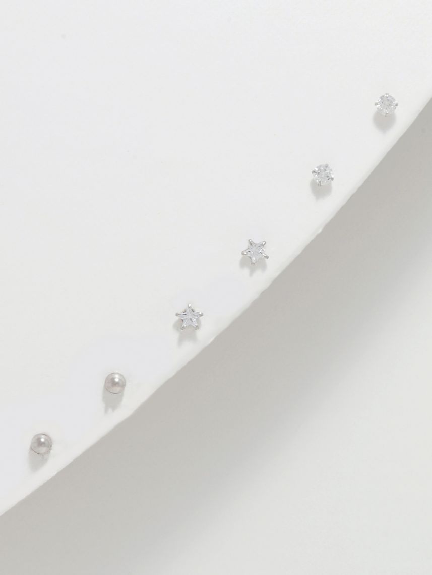 סט 3 עגילים צמודים מכסף 925