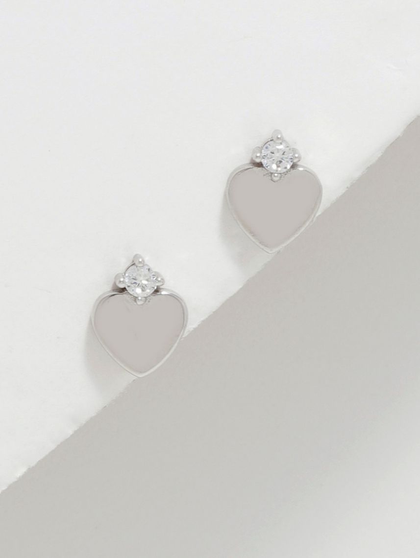 עגילי לב צמודים מכסף 925