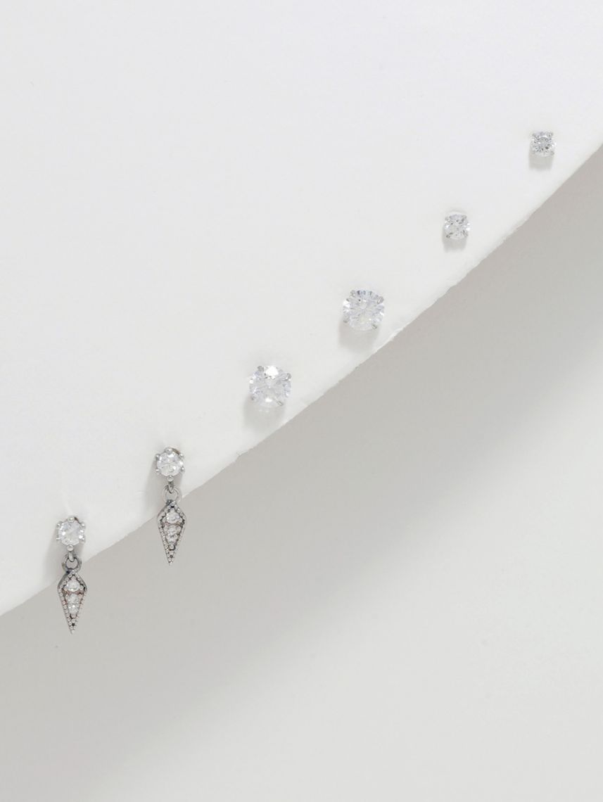 סט 3 עגילים צמודים מכסף 925