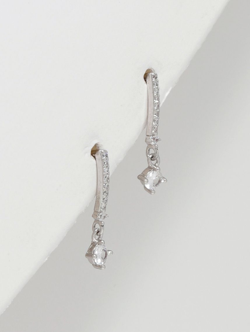 עגילי חישוק משובצים מכסף 925 עם תליון