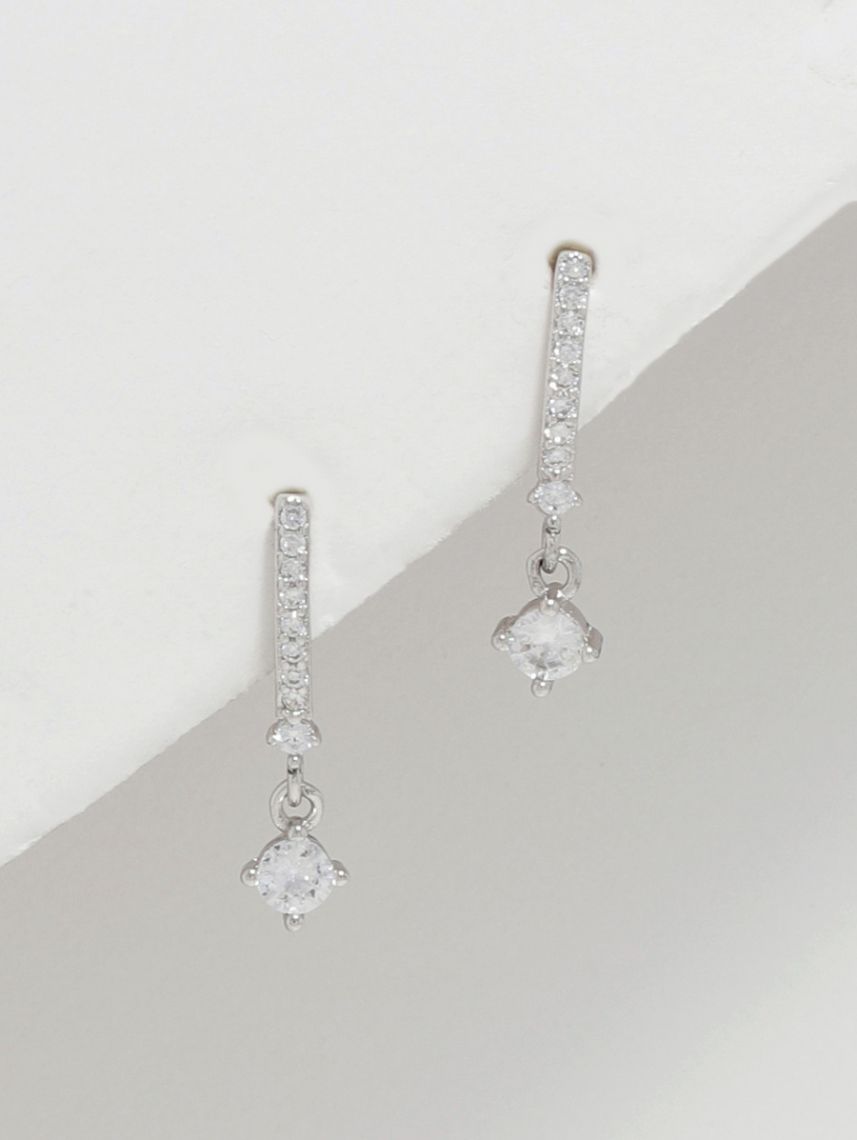 עגילי חישוק משובצים מכסף 925 עם תליון