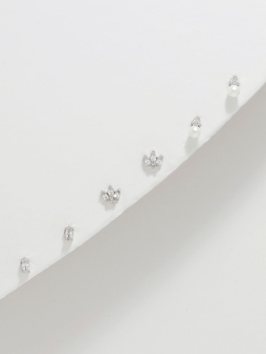 סט 3 עגילים צמודים מכסף 925