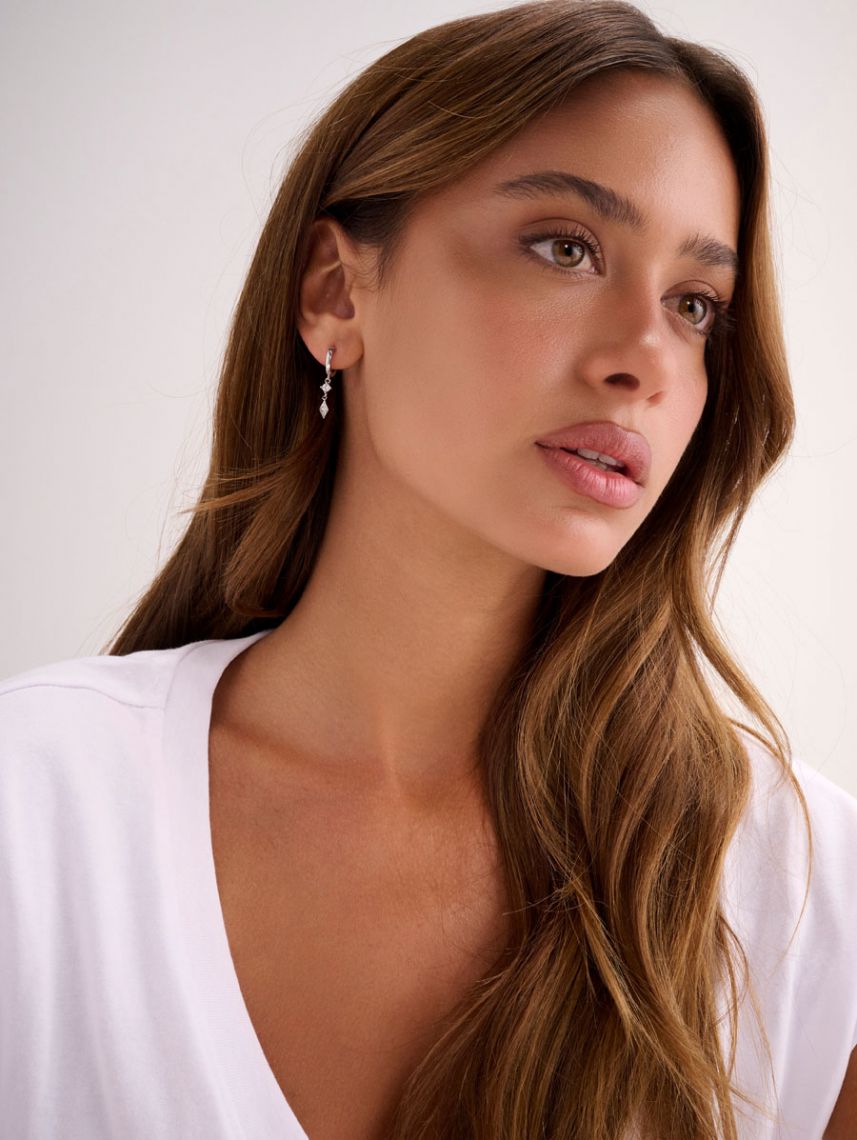 עגילי כסף 925 משובצים