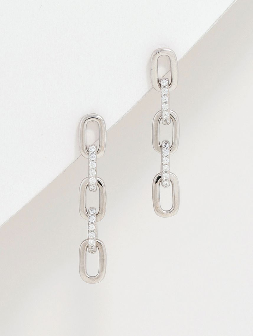 עגילי חוליות משובצים מכסף 925