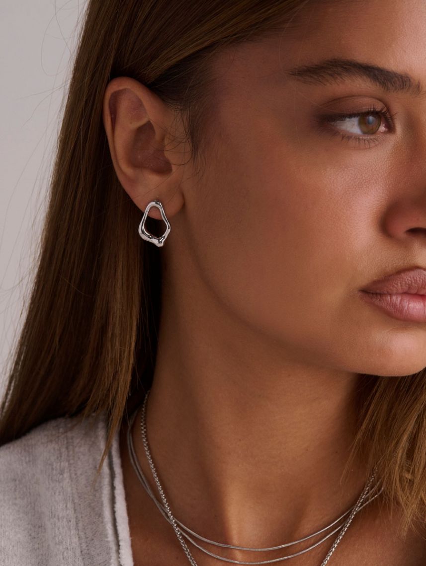 עגילים אמורפים ארוכים מכסף 925