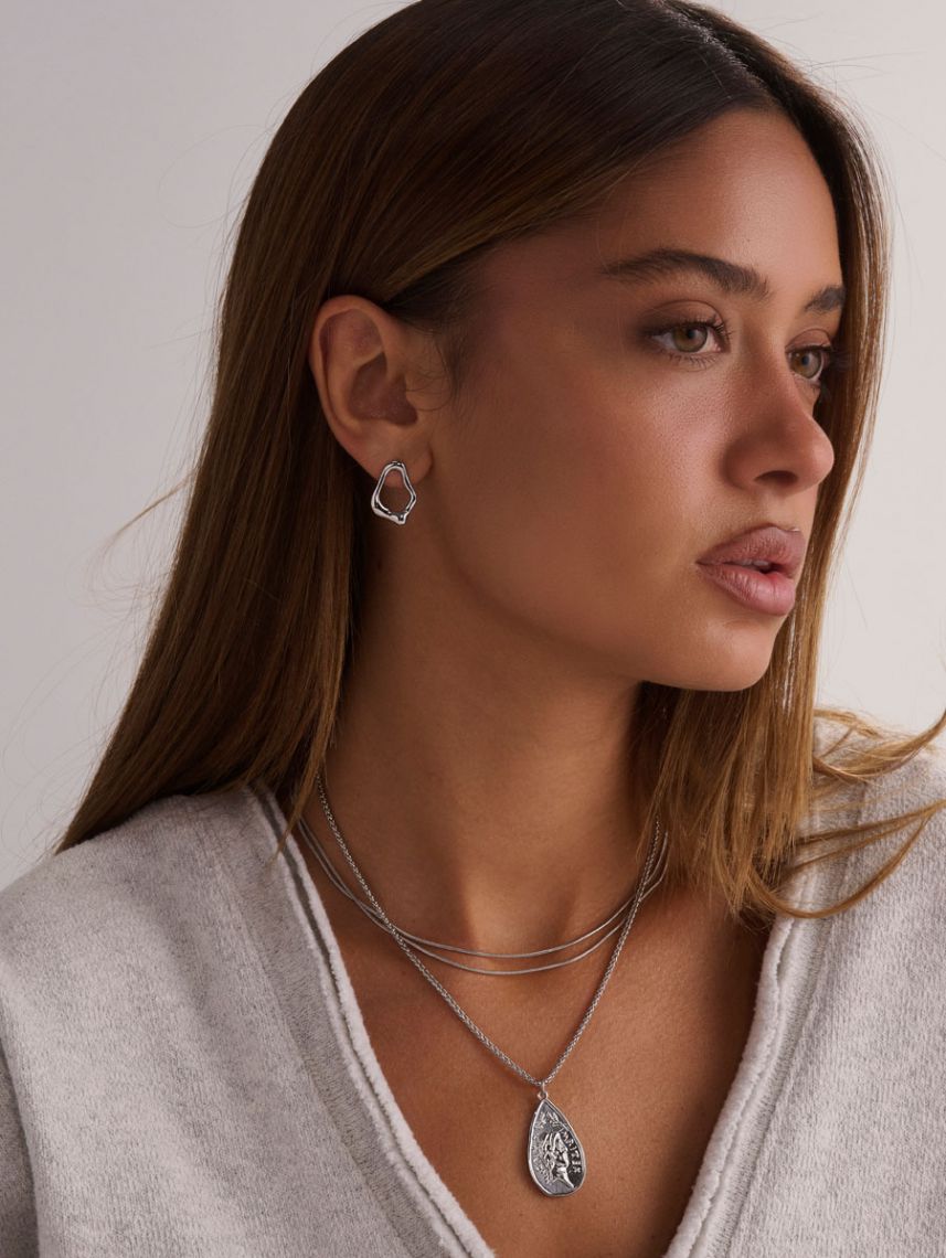 עגילים אמורפים ארוכים מכסף 925