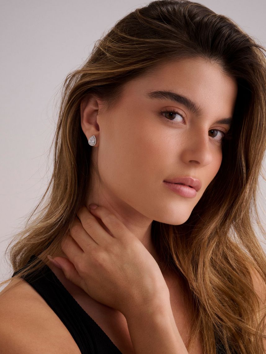 עגילי טיפה משובצים מכסף 925