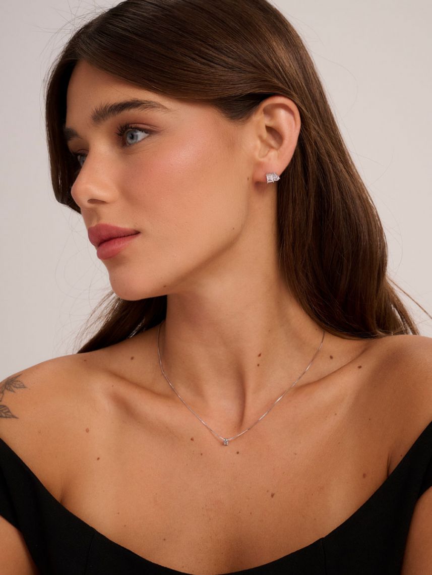 עגילי זירקון צמודים מכסף 925