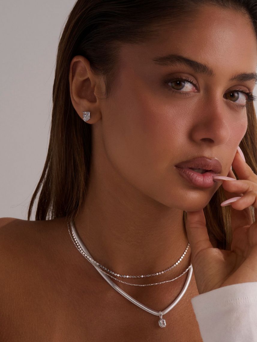 עגילי זירקון צמודים מכסף 925