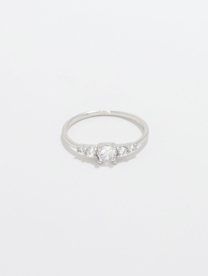 טבעת כסף 925 בשיבוץ מדורג