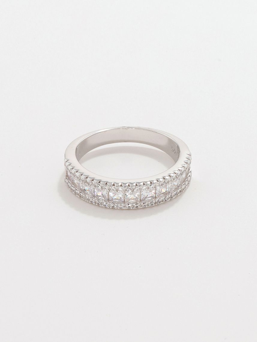 טבעת כסף 925 משובצת