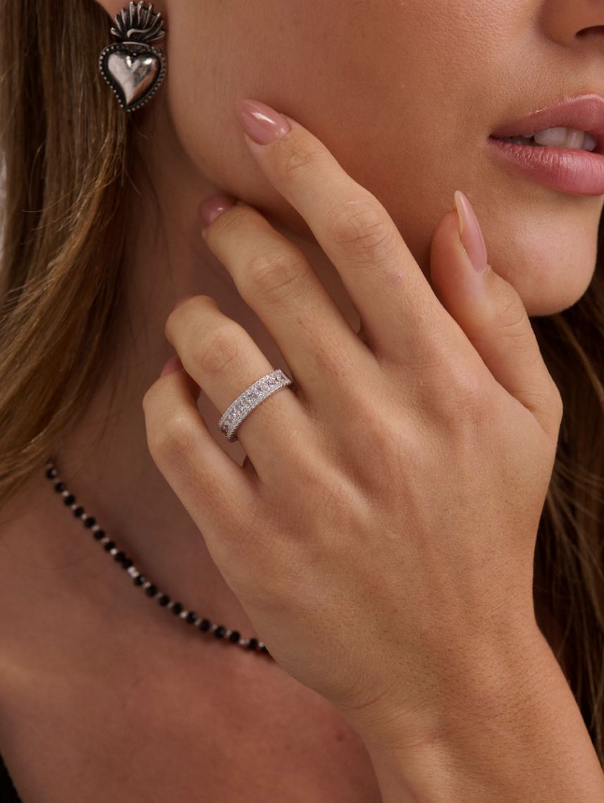 טבעת כסף 925 משובצת