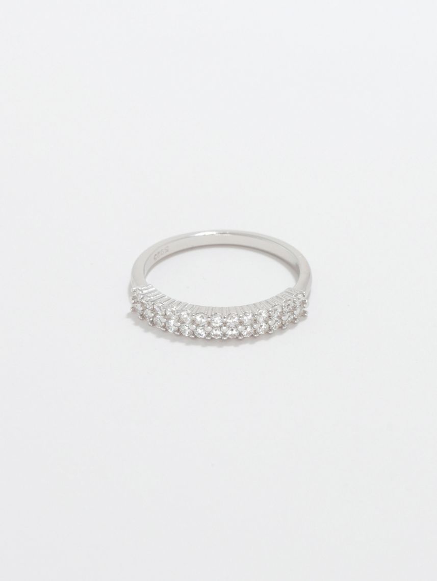 טבעת כסף 925 משובצת