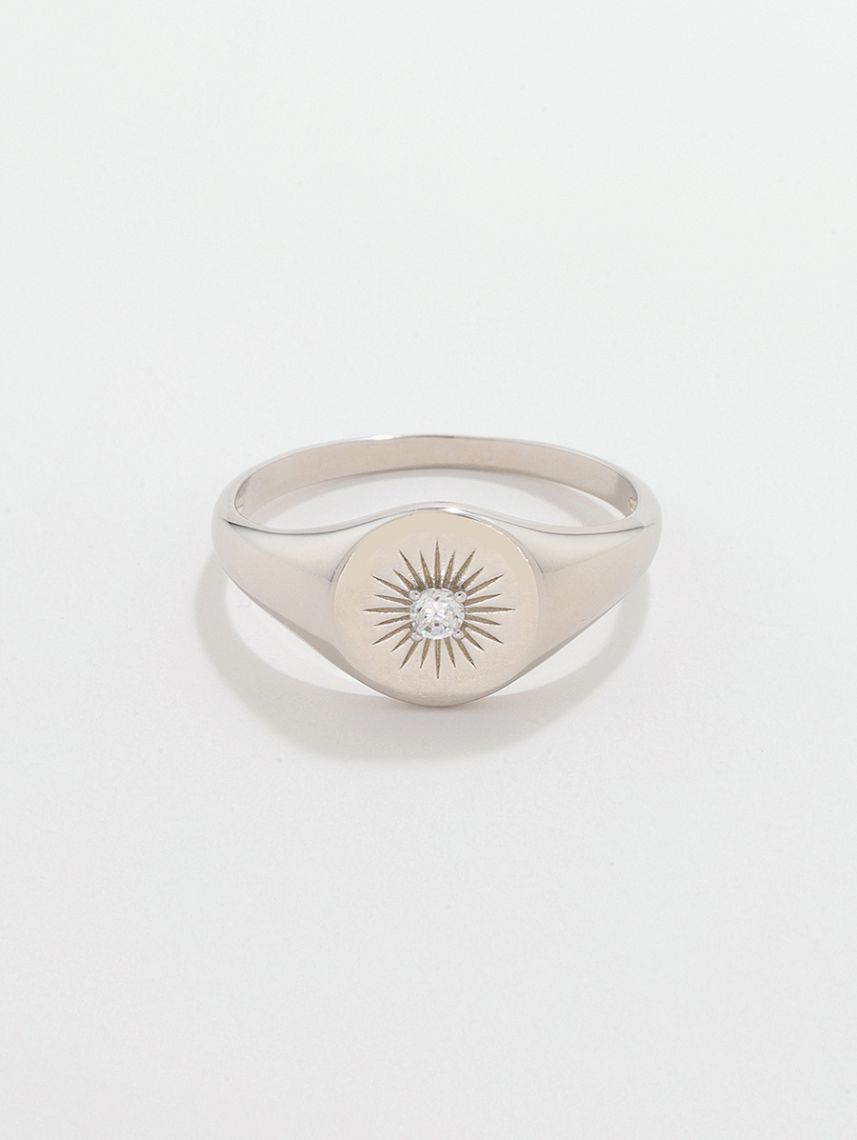 טבעת חותם משובצת מכסף 925