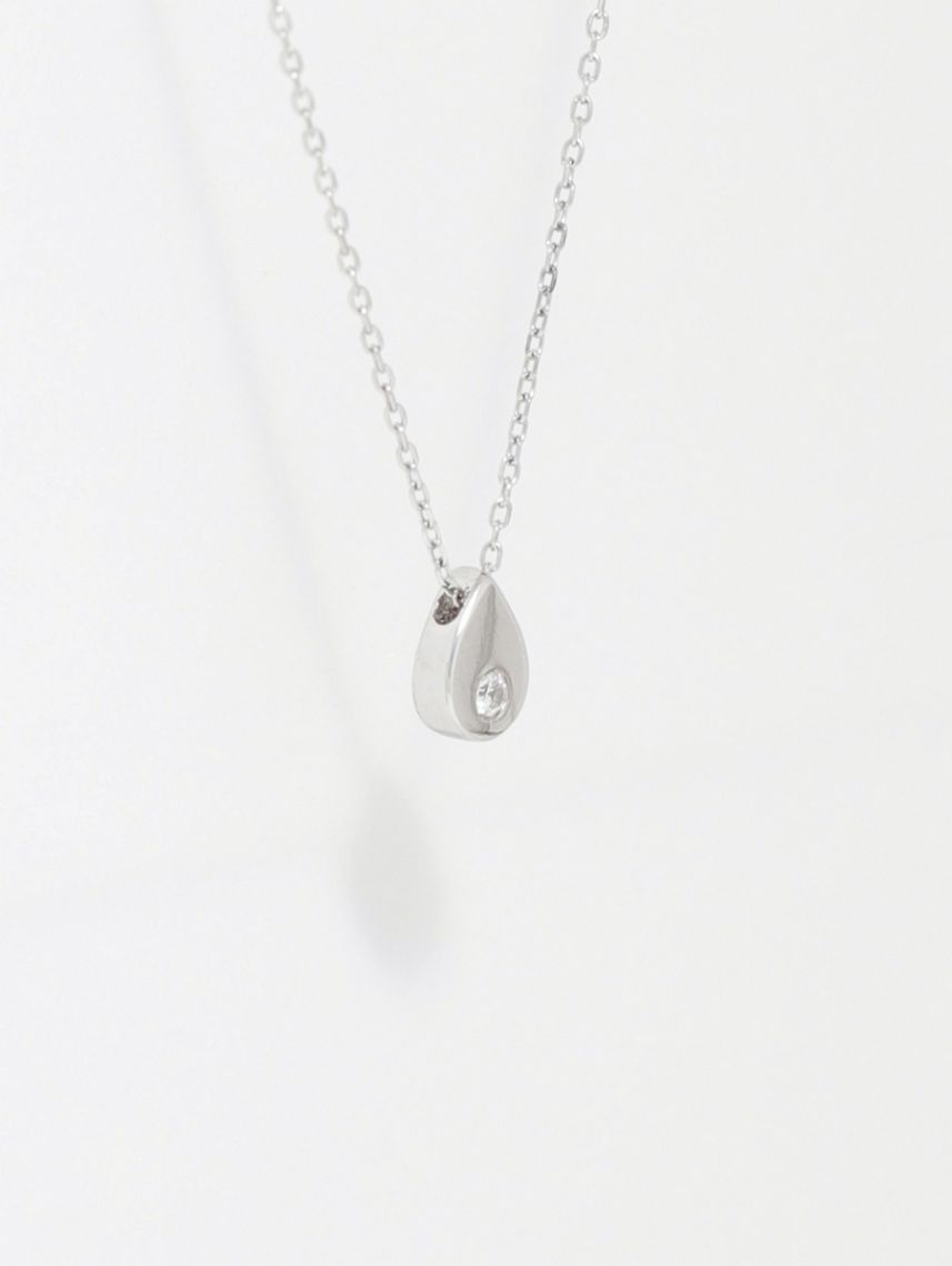 שרשרת טיפה משובצת מכסף 925