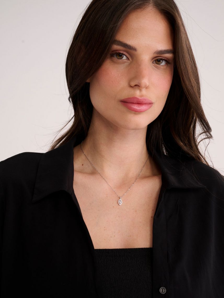 שרשרת עם תליון משובץ מכסף 925