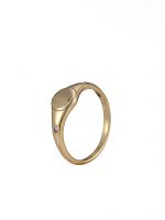 טבעת חותם עיגול ציפוי זהב 14K