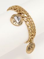 צמיד חוליות כפול עם תליונים