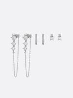 סט 3 זוגות עגילים משובצים