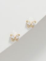 עגילי פרפר משובצים בציפוי זהב 14K