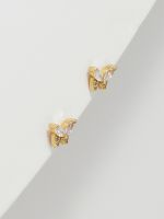 עגילי פרפר משובצים בציפוי זהב 14K