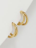 עגילי חישוק כפול בציפוי זהב 14K