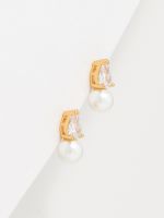 עגילי פנינה משובצים בציפוי זהב 14K