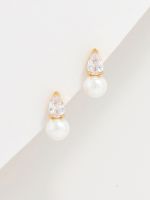 עגילי פנינה משובצים בציפוי זהב 14K