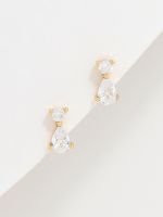 עגילי זירקונים צמודים בציפוי זהב 14K