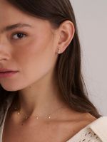 עגילי זירקונים צמודים בציפוי זהב 14K