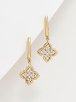 עגילי חישוק עם תליון מעוטר בציפוי זהב 14K