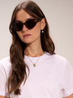 עגילי חישוק עם תליון מעוטר בציפוי זהב 14K