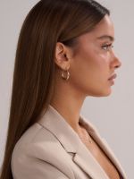 עגילי חישוק בציפוי זהב 14K