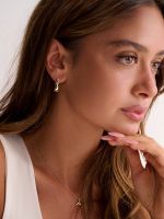 עגילי חישוק בציפוי זהב 14K