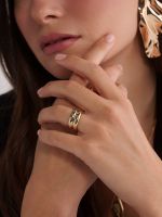 טבעת חישוק כפולה בציפוי זהב 14K