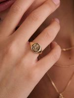 טבעת חותם בציפוי זהב 14K