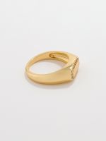 טבעת אליפסה משובצת בציפוי זהב 14K