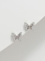 עגילי פרפר צמודים מכסף 925