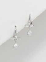 עגילי חישוק עם פרח מכסף 925