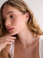 עגילי חישוק כסף 925 משובצים