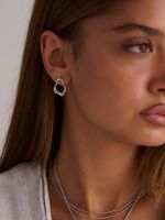 עגילים אמורפים ארוכים מכסף 925